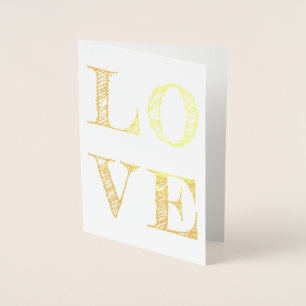 Con Relieve Metalizado Letra negrita AMOR letras esbozadas tarjeta de Rel