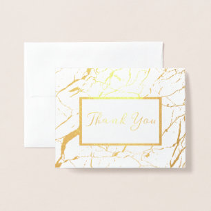 Con Relieve Metalizado Marble blanco y dorado gracias tarjeta plegada