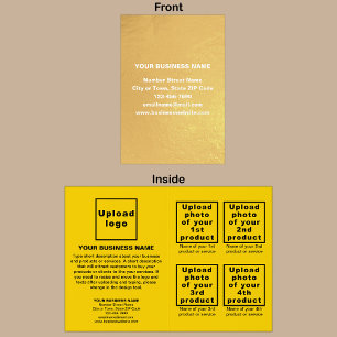 Con Relieve Metalizado Marca comercial de color amarillo en tarjeta de Re