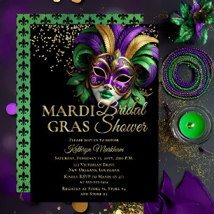 Con Relieve Metalizado Máscara de Mascarada Elegante Invitación para Desp