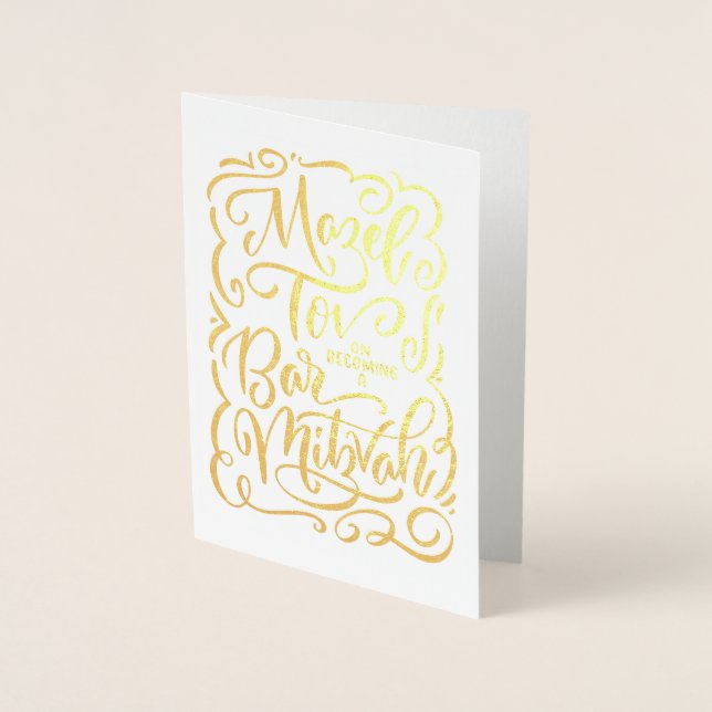 Con Relieve Metalizado Mazel Tov sobre cómo convertirse en la tarjeta Mit (Anverso)
