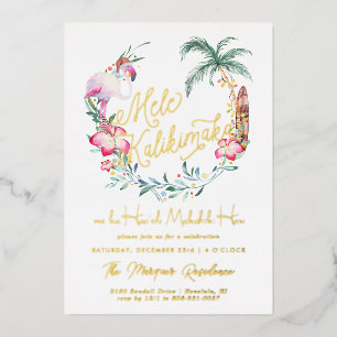 Con Relieve Metalizado Mele Kalikimaka   Invitación a una Navidad en la I