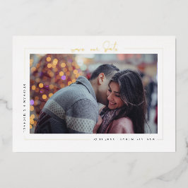 Con Relieve Metalizado Minimalista foto moderna Guardar la invitación de