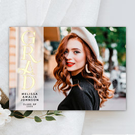 Con Relieve Metalizado Moderna 2 foto Graduación invitación real de Relie