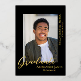 Con Relieve Metalizado Moderna Invitación simple de graduación fotográfic