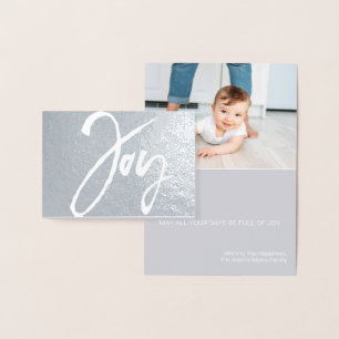 Con Relieve Metalizado Moderna tarjeta de foto de Navidad mínima Joy Mini