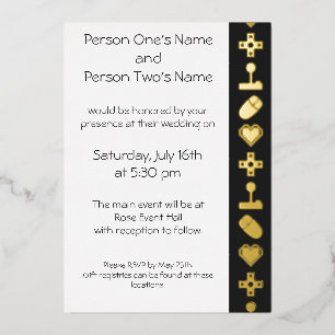 Con Relieve Metalizado Modo Multijugador en Invitación de Foil Negro