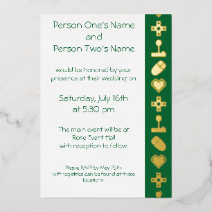 Con Relieve Metalizado Modo Multijugador en Invitación de Hoja Verde