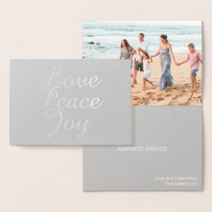 CON RELIEVE METALIZADO NAVIDADES FAMILIARES TARJETA DE FOTO PAZ AMA LA AL