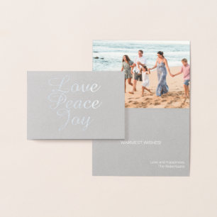 CON RELIEVE METALIZADO NAVIDADES FAMILIARES TARJETA DE FOTO PAZ AMAR AL R