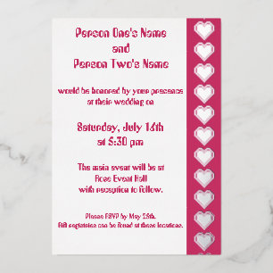 Con Relieve Metalizado Nuestros corazones de 8 bits en la invitación al R