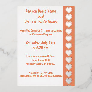 Con Relieve Metalizado Nuestros corazones de 8 bits en la invitación al R