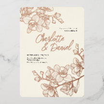 Orquídea Momentos Dorados | Invitación de papel de