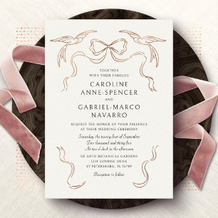 Con Relieve Metalizado Palomas Agapornis Arco Invitación de Boda de Papel