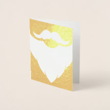 Papá Noel tarjeta dorada de barba blanca de Navida
