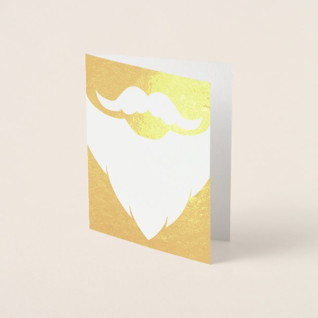 Con Relieve Metalizado Papá Noel tarjeta dorada de barba blanca de Navida (Anverso)