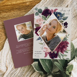 Con Relieve Metalizado Plum Blossom | Invitación de graduación de fotogra