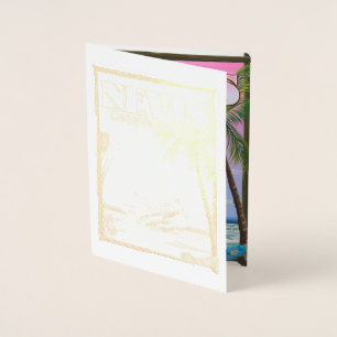 Con Relieve Metalizado Poster de Nevis Holiday. Tarjeta