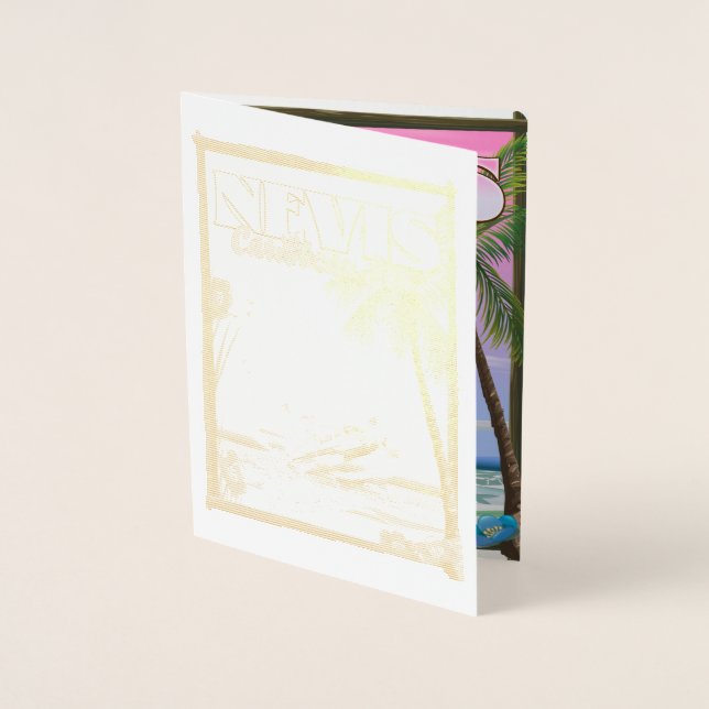 Con Relieve Metalizado Poster de Nevis Holiday. Tarjeta (Anverso)