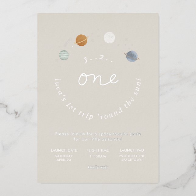 Con Relieve Metalizado Primer tema del espacio de viaje Invitación al Rel (Anverso)