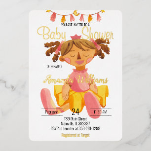 Con Relieve Metalizado Princesa de muñeca en tutú de ballet, Invitación d
