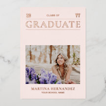 Rosa Gold Modern Photo Graduation Invitación