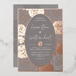 Con Relieve Metalizado Rosas grises de boda Invitación de papel de alumin