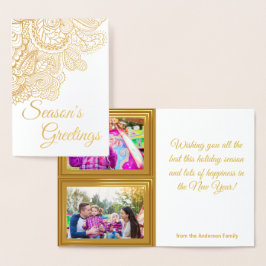 Con Relieve Metalizado ¡Saludos de temporada! Tarjeta de vacaciones perso