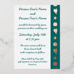 Con Relieve Metalizado Semillas de verano en invitación Verde azulada al