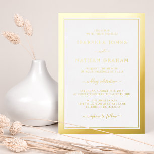 Con Relieve Metalizado Sencilla invitación de boda de papel metálico eleg