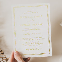 Con Relieve Metalizado Simple Invitación de Boda de Hoja de Oro