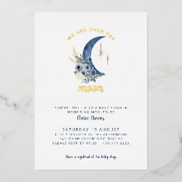 Con Relieve Metalizado Sobre la invitación a Baby Shower por la luna