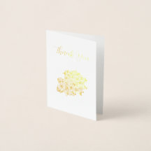 Tarjeta de agradecimiento de flores doradas