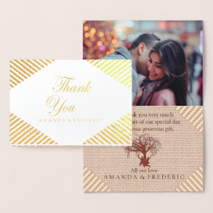 Con Relieve Metalizado Tarjeta de agradecimiento Gold Foil Tan - Marsala