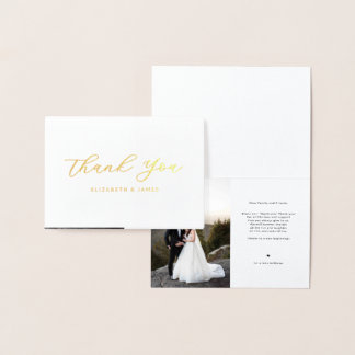 Con Relieve Metalizado Tarjeta de agradecimiento para un Boda fotográfico