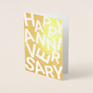 Con Relieve Metalizado Tarjeta de aniversario de letras desordenadas, div