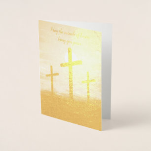 Con Relieve Metalizado Tarjeta de Bendición para el Milagro de Pascua