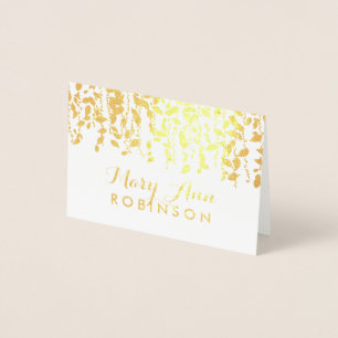Con Relieve Metalizado Tarjeta de bienvenida Gold Greenery
