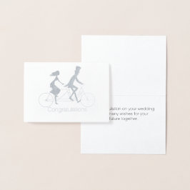 Con Relieve Metalizado Tarjeta de Boda de bicicleta para tándem de novia