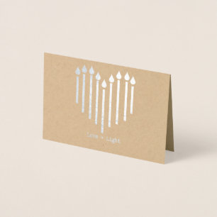 Con Relieve Metalizado Tarjeta de Chanukah de Amor y Luz