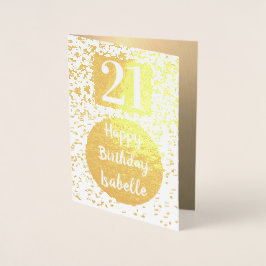 Con Relieve Metalizado Tarjeta de cumpleaños 21 Gold personalizada