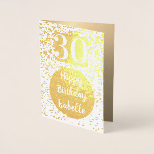 Con Relieve Metalizado Tarjeta de cumpleaños 30 Gold personalizada