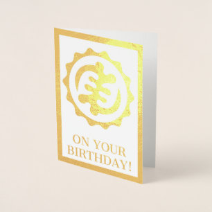 Con Relieve Metalizado Tarjeta de cumpleaños Adinkra Suprema