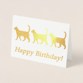 Con Relieve Metalizado Tarjeta de cumpleaños de gatos de regalo