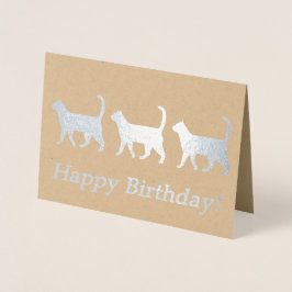 Con Relieve Metalizado Tarjeta de cumpleaños de gatos de regalo
