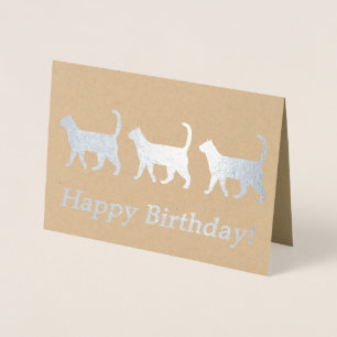 Con Relieve Metalizado Tarjeta de cumpleaños de gatos de regalo