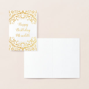Con Relieve Metalizado Tarjeta de cumpleaños personalizada de floral de R