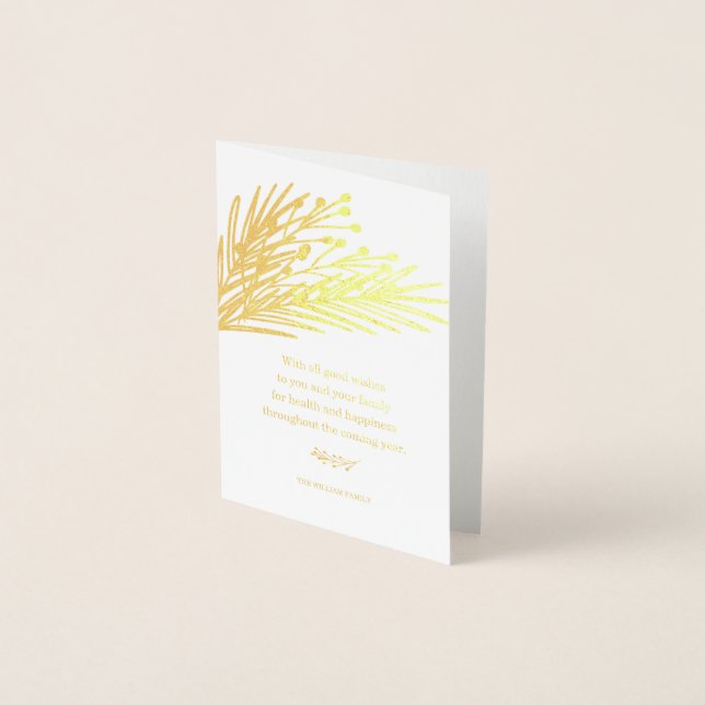 Con Relieve Metalizado Tarjeta de felicitación Berries & Leaves (Anverso)