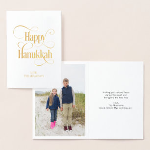 Con Relieve Metalizado Tarjeta de felicitación Hanukkah Classic Happy