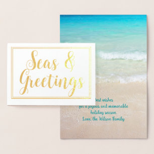 Con Relieve Metalizado Tarjeta de felicitaciones a los Navidades de playa